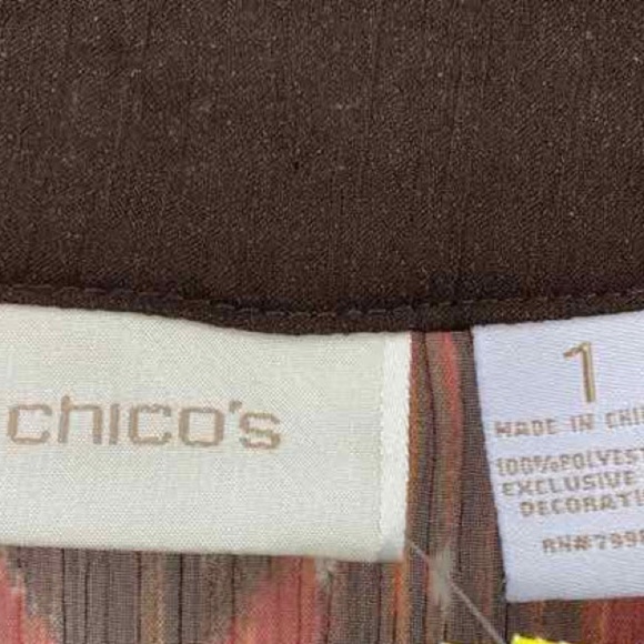 Chicos Size 1 US M Tropic Delight Kaikoura Embellished Tunic Top Boho Semi Sheer - Picture 6 of 10